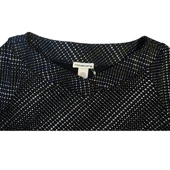 Notations Black Silver Sparkle Top Womens Size XL - Picture 3 of 7